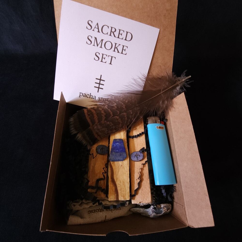 New Sage Gift Box Sacred Set Smudge Kit Self Care Home Clearing Palo Santo Wood